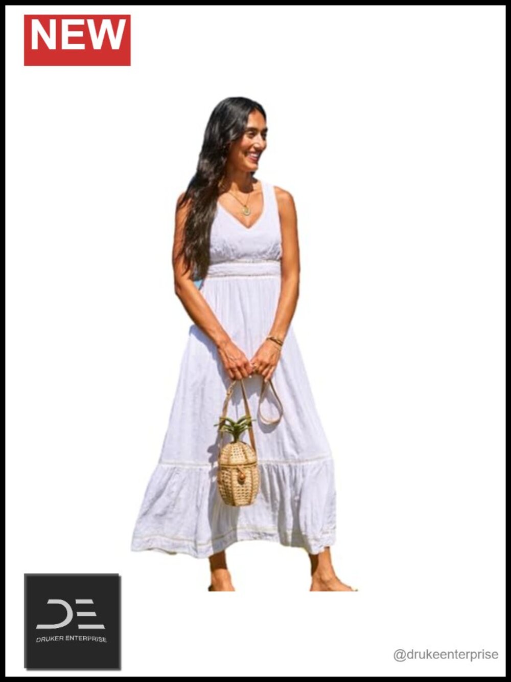 Maxi Dress Sleeveless Smocked Waist Open Back Fit & Flare